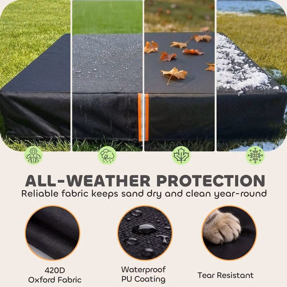 FLAVORA Black Square Polyester Sandbox Cover, W/D/H: 50 x 50 x 50 cm – 3