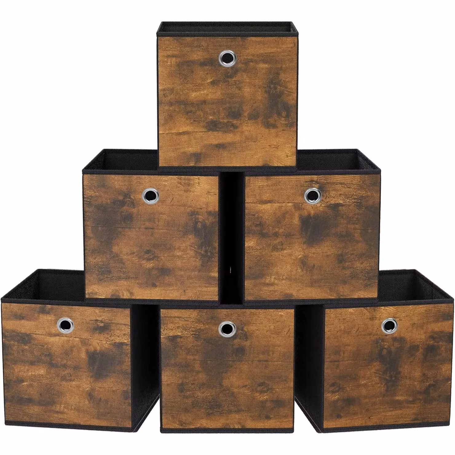 SONGMICS Set of Durable Oxford Fabric Cube Storage Containers in Brown – 6