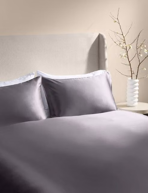 M&S Kelly Hoppen Silk Blend Grey Bedding Set W: 200 cm