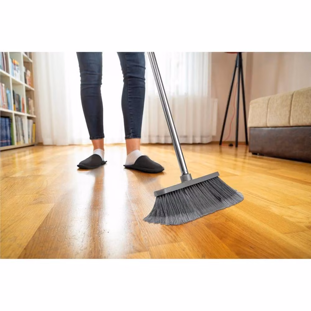 FLAVORA Grey Soft Bristle Broom with Stainless Steel Telescopic Handle – 2