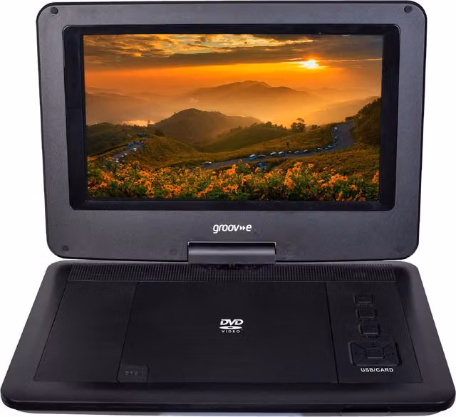 Groov-e 10.1 inch Portable DVD and CD Player with Swivel Screen, Black