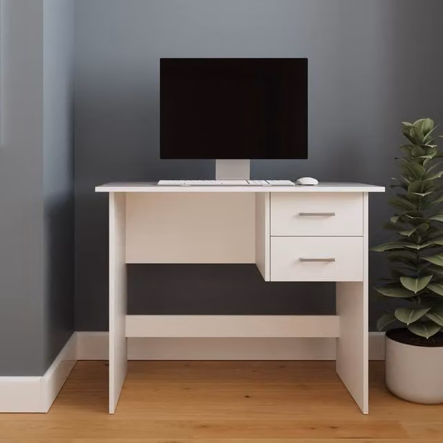 GFW Bailey 2 Drawer Writing Desk in White