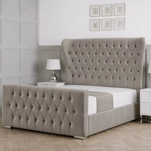 Living Comfort Bedz Velvetine Upholstered Gas Lift Storage Bed in Light Grey, W/D/H: 90 x 190 cm – 1