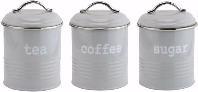 PAWNORA Airtight Metal and Stainless Steel Kitchen Storage Canisters in Grey