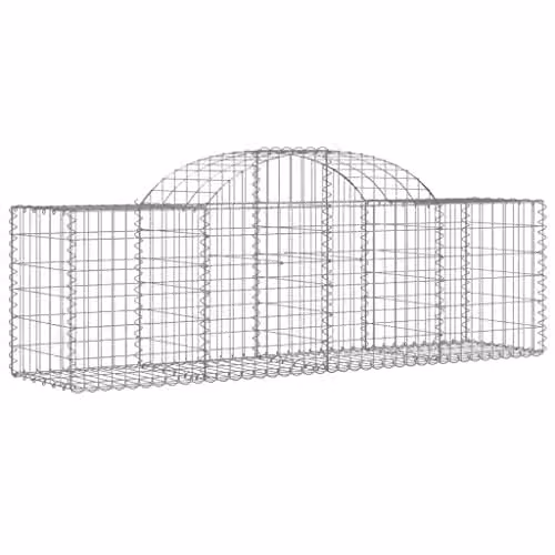 vidaXL Set of 14 Arched Gabion Baskets in Silver Galvanised Steel, W/D/H: 200 x 50 x 60/80 cm