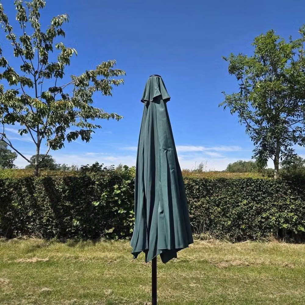 NESTLUNE Green Garden Parasol Umbrella with Central Pole, H 270 cm x W 100 cm x D 15 cm – 2