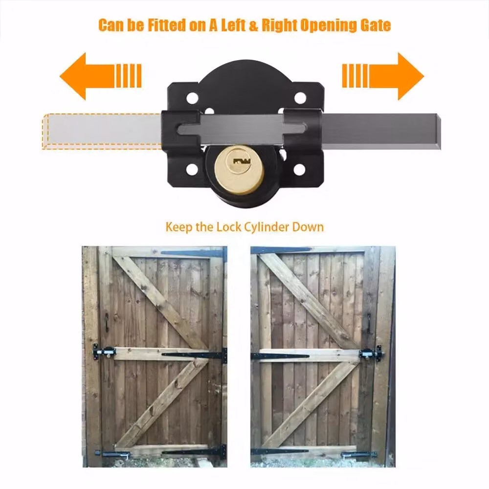 Hinsinc 70mm Black Stainless Steel Security Garden Shed Gate Lock with Long Throw Double Locking Mechanism – 6