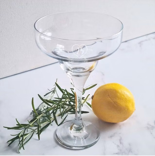 Afewhometruths Engraved 25th Birthday Cocktail Glass in Clear – 1