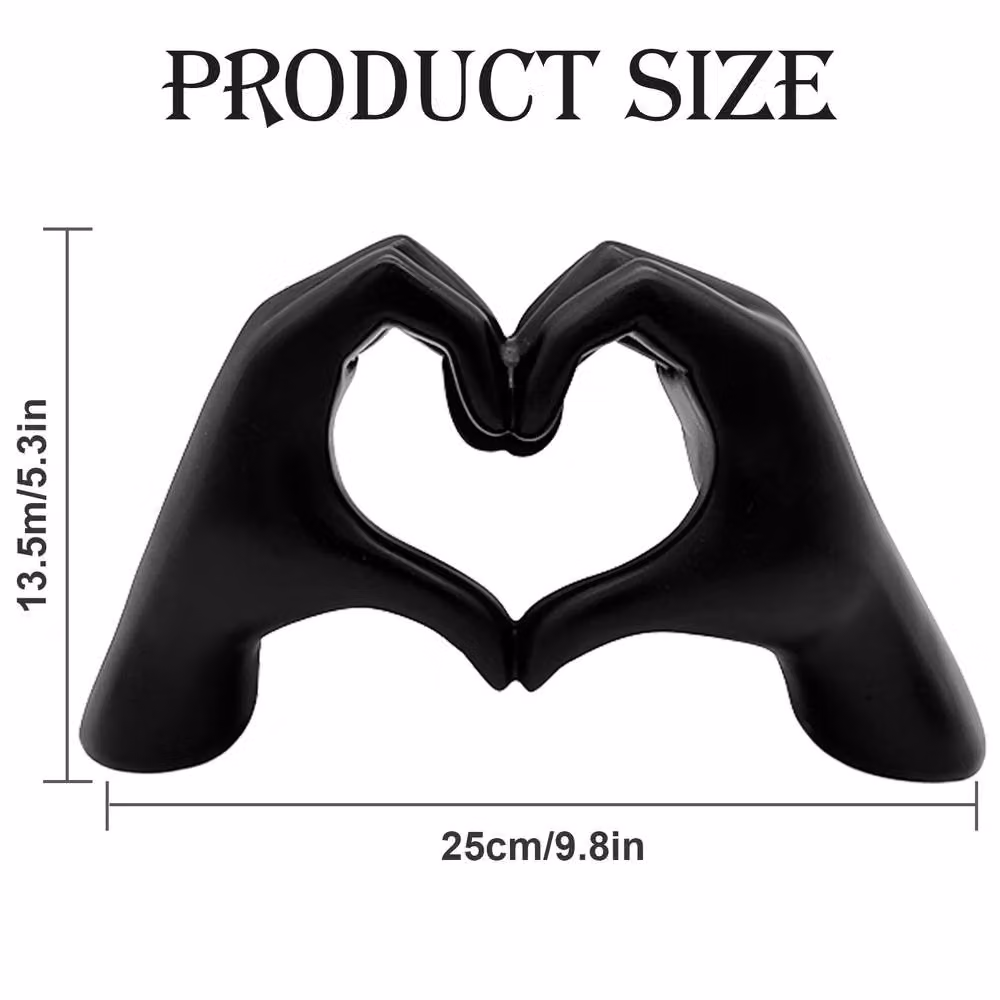 Huhote Modern Resin Heart Hands Love Gesture Sculpture in Black for Home or Office Decor – 3
