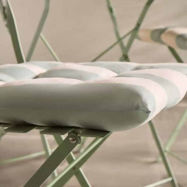 OHS Square Indoor/Outdoor Tile Print Seat Pads in Sage and Cream