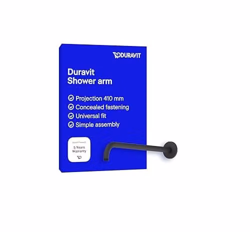 Duravit Universal Round Shower Arm in Black Matt with 410 mm Shower Head and Wall Mounting – 1