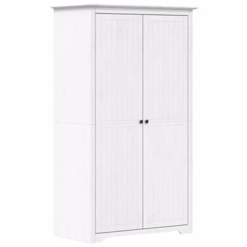 vidaXL BODO Wardrobe in White Solid Wood Pine with Hinged Doors, W/D/H: 101 x 52 x 176.5 cm – 1