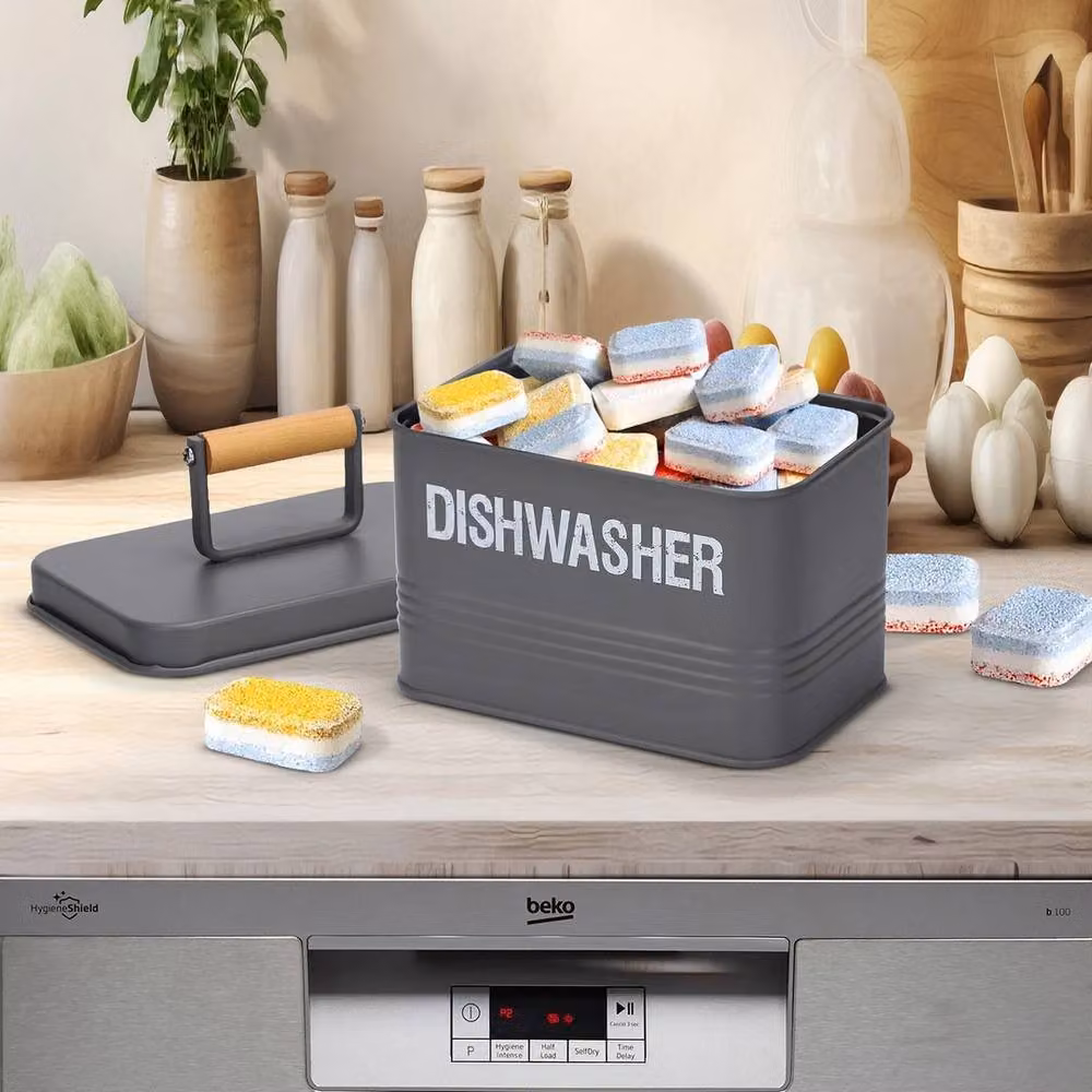 EONLION Metal Laundry and Kitchen Tin in Grey, Width: 100 cm – 4