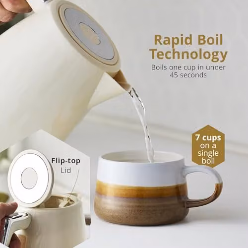 Swan Hexton 1.7l Electric Kettle in Cream and Silver with Limescale Filter – 3