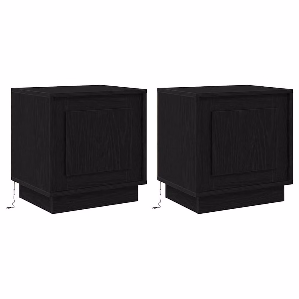 Berkfield Home Modern Bedside Cabinets with Integrated LED Lights, Black Oak, Set of 2, W: 44 cm, D: 34 cm, H: 45 cm – 3