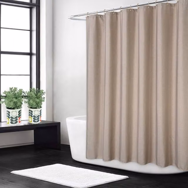 London Boutique Waterproof Polyester Shower Curtain in Brown, W/H: 81.28 x 182.88 cm – 1