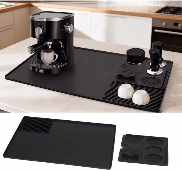 PAWNORA Black Silicone Rectangular Coffee Tamping Mat