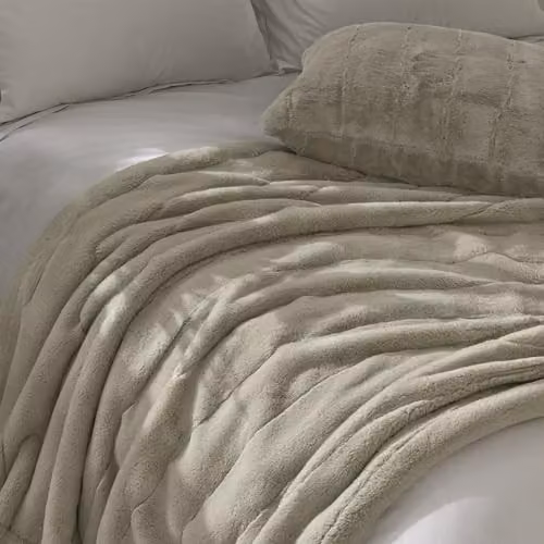Paoletti Empress Faux Fur Velvet Decorative Cushion in Beige, W/D/H: 45 x 45 x 45 cm – 3