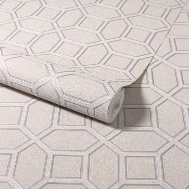 Arthouse Geometric Abstract Modern Washable Heavy Vinyl Wallpaper in Beige and Grey