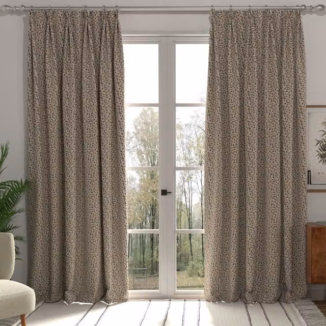 Terrys Floral Blackout Fabric Panel Curtain in Orange
