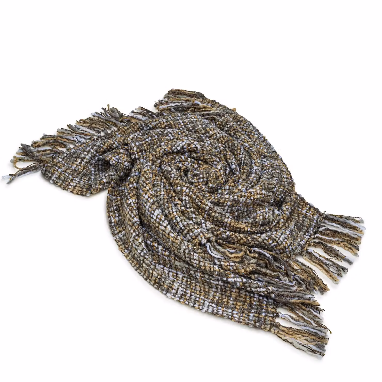 Luxury Living Woven Polyacrylic Throw with Fringes in Grey and Multicolour, W: 160 cm, D: 130 cm – 2