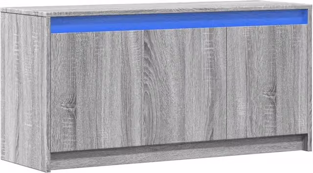 Berkfield Home Modern LED TV Cabinet in Grey Sonoma, W/D/H: 100 x 34 x 50 cm