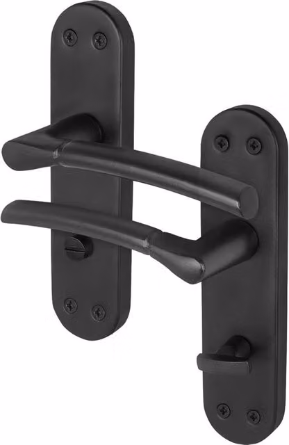 AFIT Matt Black Bathroom Door Handles with Backplate and WC Lock, 1 Pair, W/H: 15.0 x 15.0 cm – 1