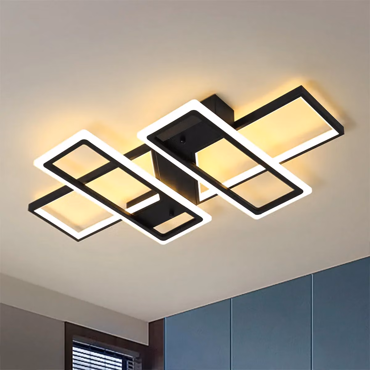 Garwarm 4-Light LED Flush Mount Ceiling Light in Black, 90cm – 2