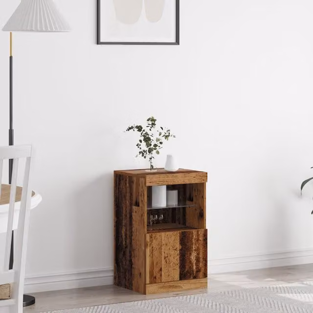 Berkfield Home Rustic Wood Sideboard with Integrated LED Lights, Brown, W: 41 cm, D: 37 cm, H: 67 cm – 1