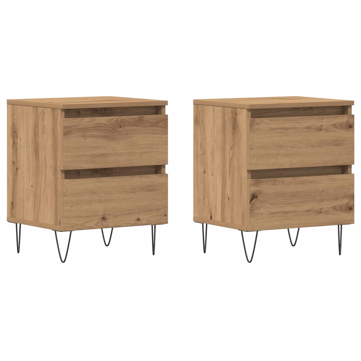 Berkfield Home Artisan Oak Bedside Cabinets, 2 Piece Set in Brown, W/D/H: 40 x 35 x 50 cm – 2