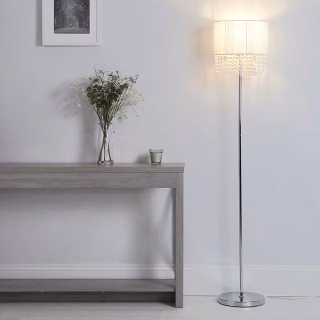 Lighting Collection Droplet Floor Lamp in White and Chrome – 1