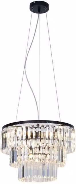 Netlighting Tiffany Crystal Pendant Ceiling Light in Black and Transparent with 4x E14 Sockets