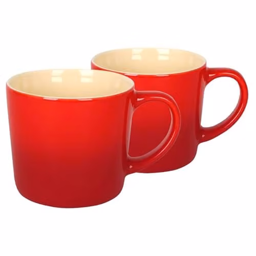 Argon Tableware Red Ombre New Bone China Coffee Mugs, 330ml, Pack of 2
