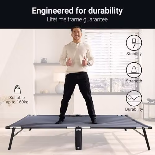 Jay-Be Silver Metal Compact Folding Bed with Mattress, W/D/H: 120 x 200 cm – 5