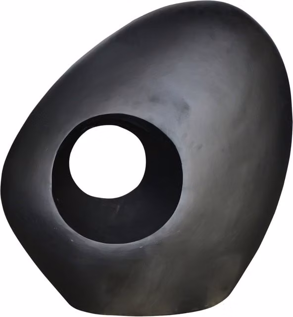 Vossmoon Enso Abstract Modern Garden Statue, Black Fibreglass