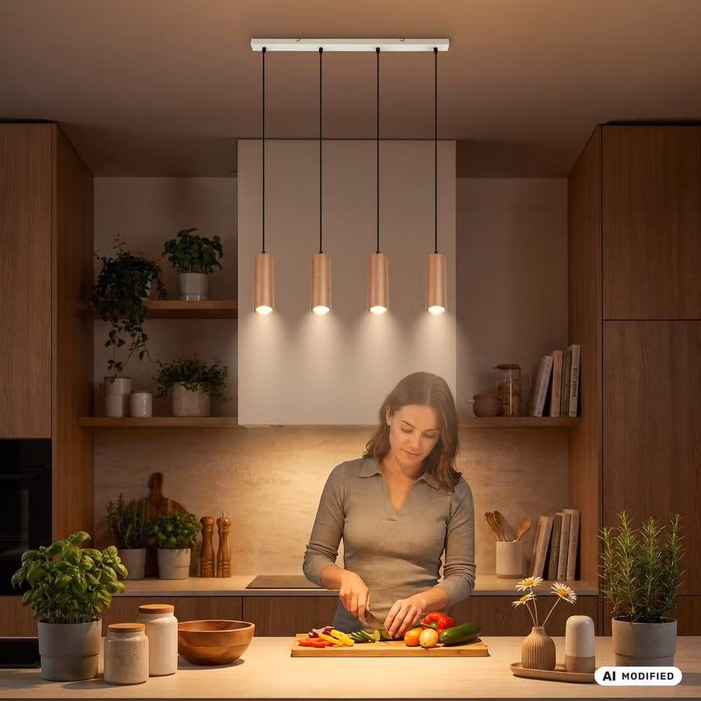Briloner Coffee Height Adjustable 4 Light Pendant Light in Copper for GU10 Bulbs – 4