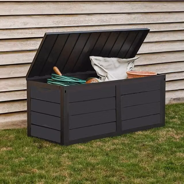 VOGREX Plastic Outdoor Storage Box in Dark Garden Grey, 320L, W/D/H: 119 x 52 x 53 cm – 1