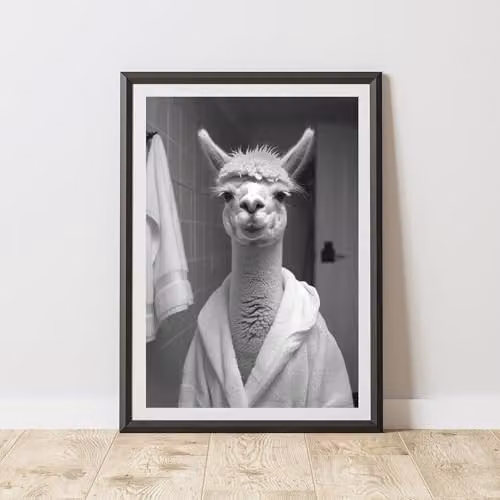 60 Second Makeover Alpaca Bathrobe Animal Print Paper Poster, W: 21.0 cm, H: 29.7 cm