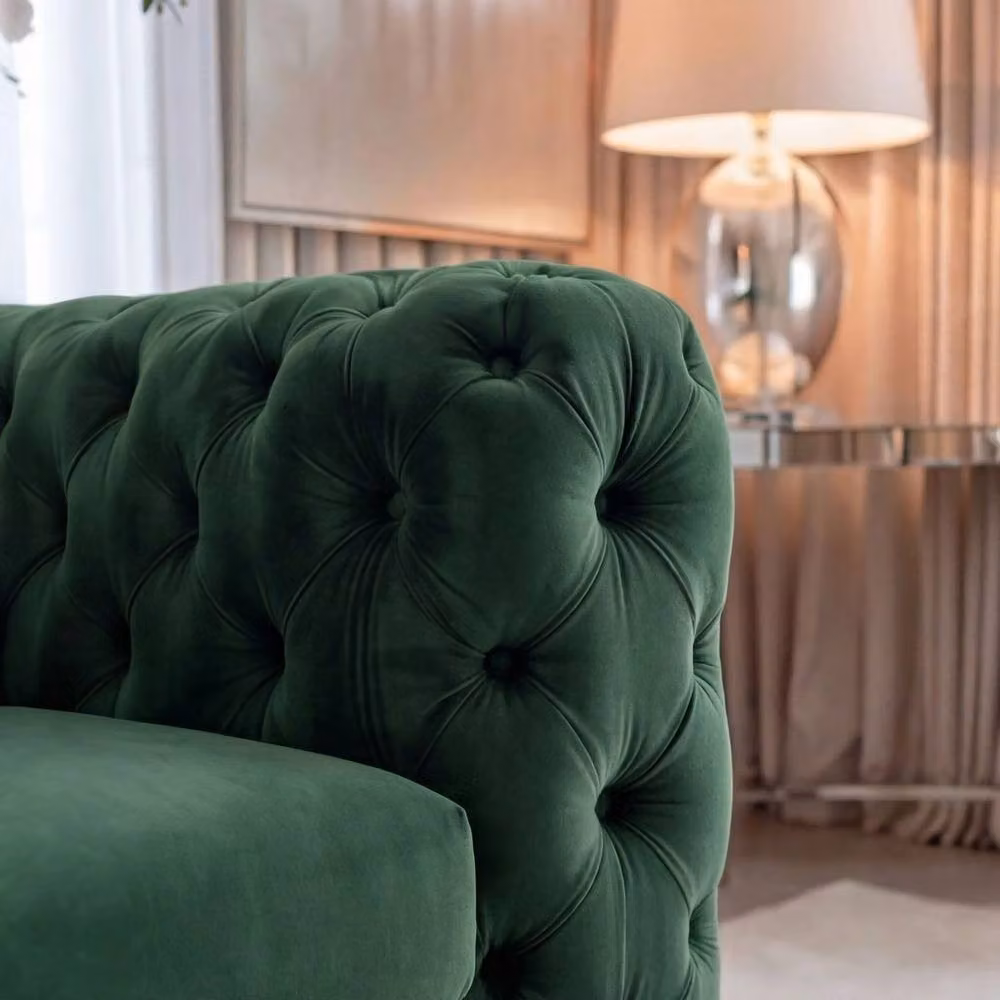 Sofaya Monaco Chesterfield Velvet Armchair in Green – 2