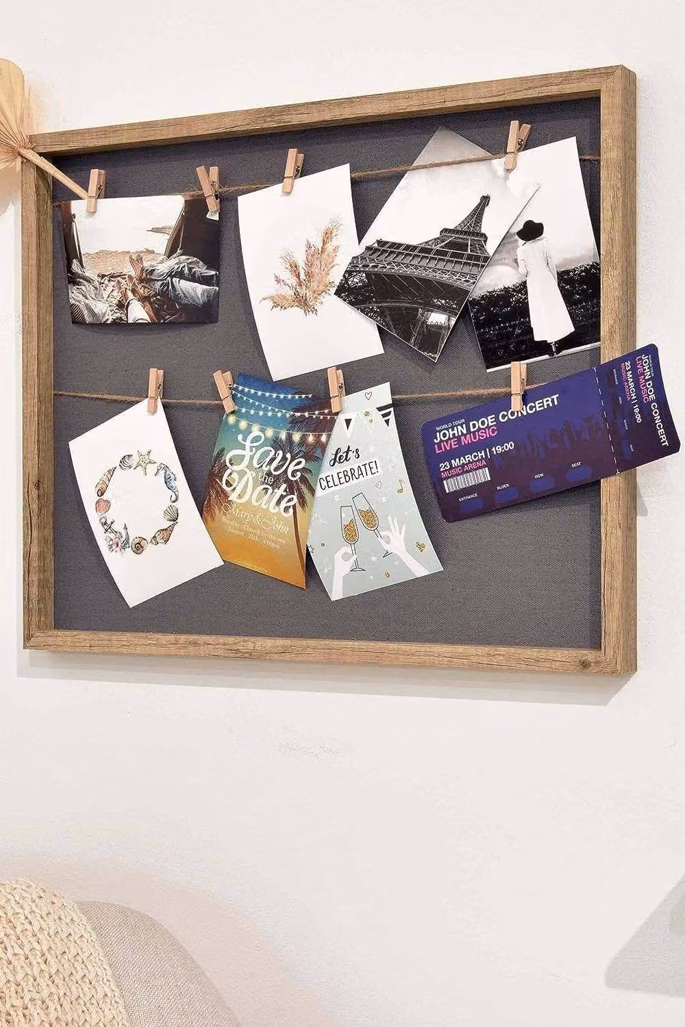 Nielsen Design Rustic Wooden Photo Collage Frame in Brown for 8 Pictures 10x15 cm with Clothesline Display – 5