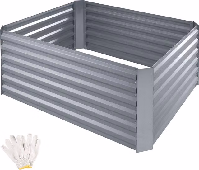Tectake Salvia Galvanised Steel Raised Bed in Silver and Grey