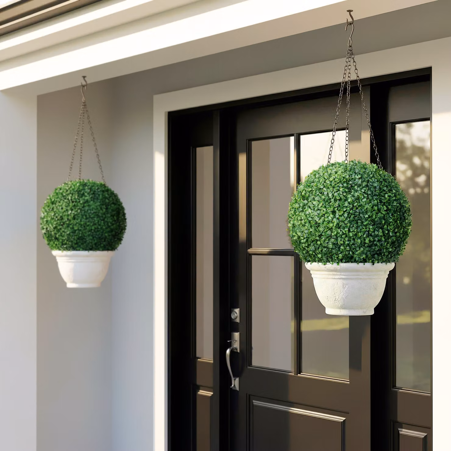 HOMCOM Set of 2 Green Artificial Topiary Boxwood Balls, 40 cm Hanging Decoration for Indoor and Outdoor Use – 7