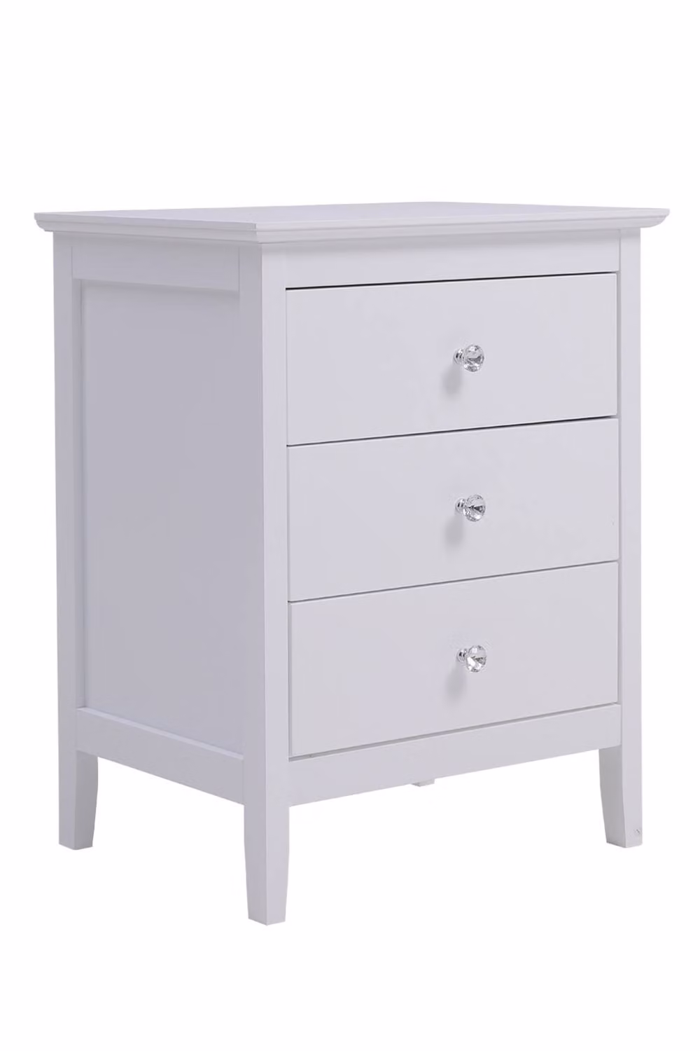 Living and Home Wooden Nightstand Bedside Table with 3 Drawers in White – 4