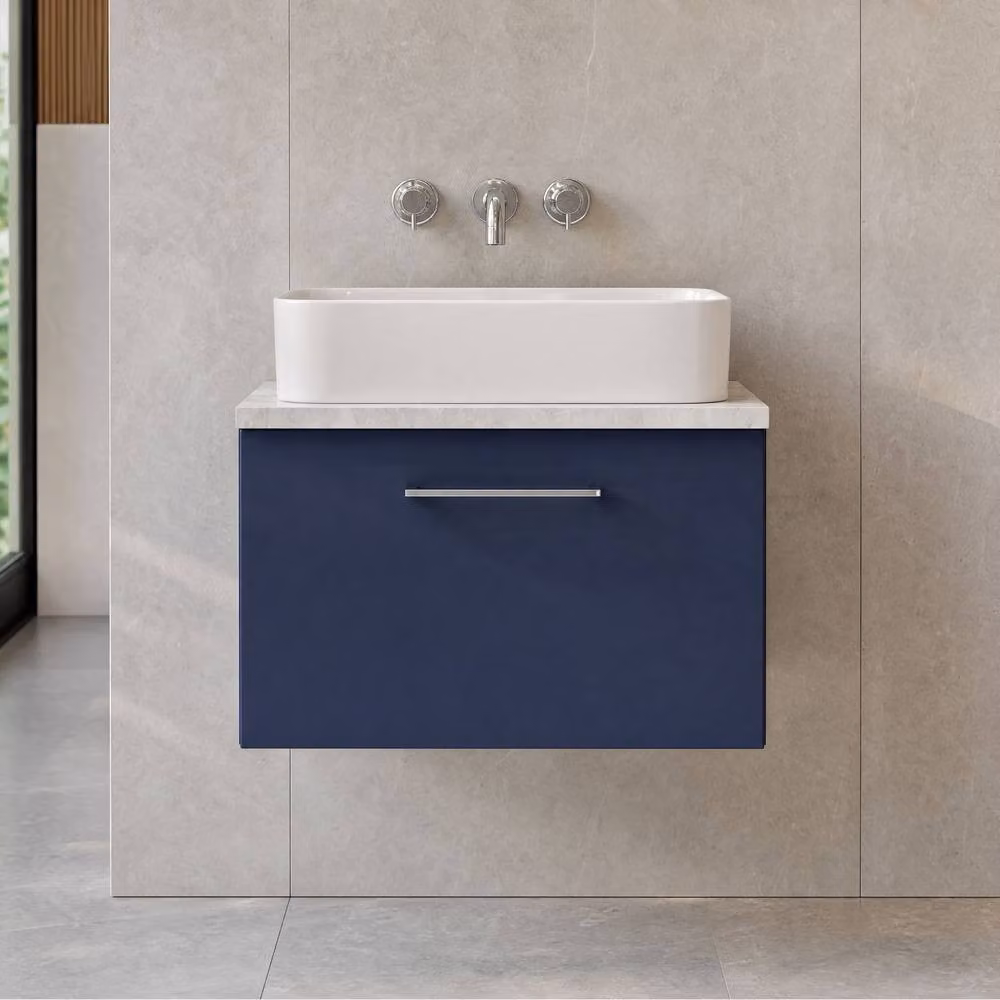 Balterley Midnight Blue Wall Hung 600mm 1 Drawer Bathroom Unit with Laminate Worktop – 2