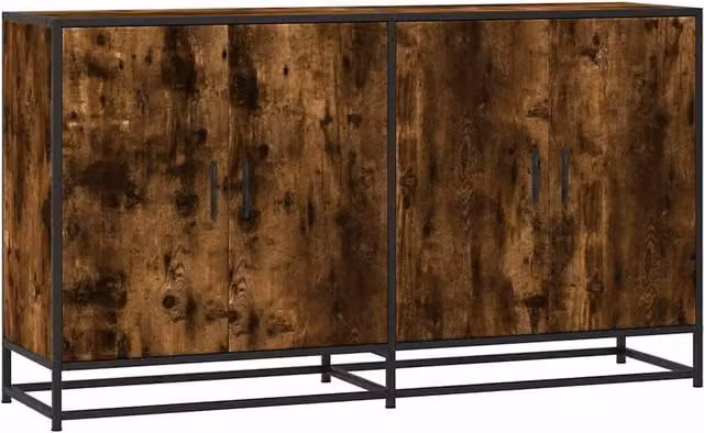 Berkfield Home Smoked Oak Sideboard in Brown, W/D/H: 134 x 35 x 76 cm