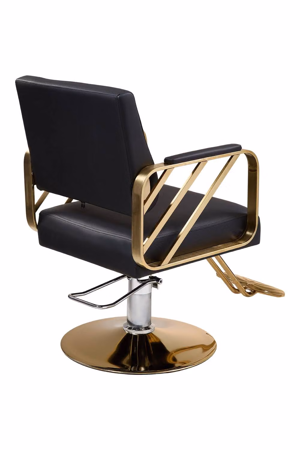 Living and Home Modern Salon Barber Chair with Swivel and Adjustable Height in Black and Gold – 2