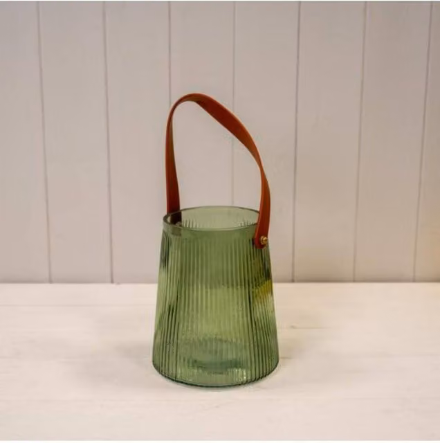 KDMD Vintage Green Glass Tabletop Lantern