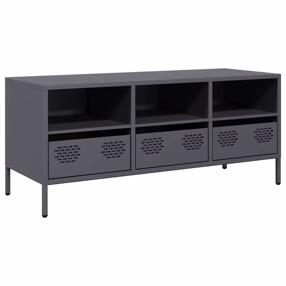 Berkfield Home Industrial TV Cabinet in Anthracite Grey, Cold-rolled Steel, W/D/H: 101.5 x 39 x 43.5 cm – 3