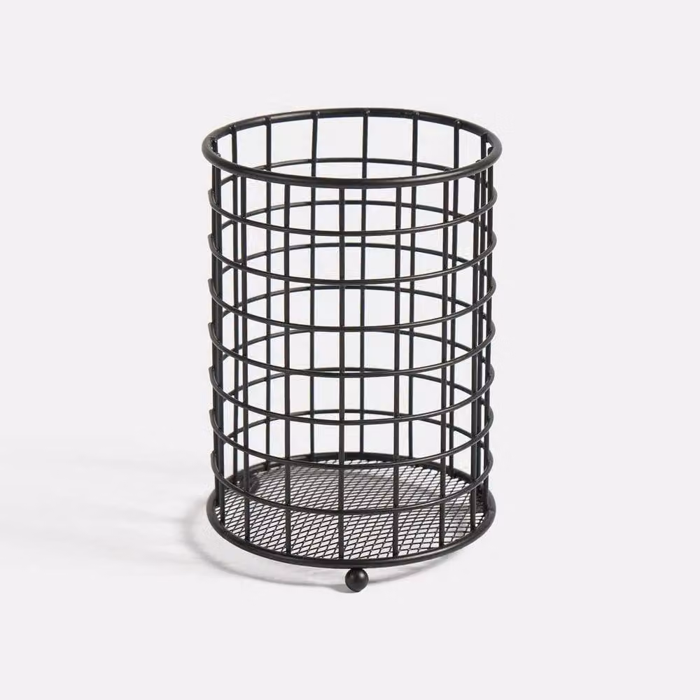EONLION Metal Round Kitchen Utensil and Cutlery Holder, Black, Height: 100 cm – 2