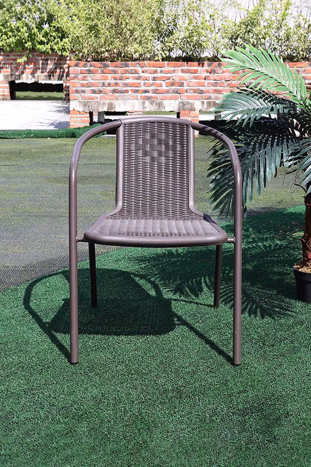 Living and Home Set of 4 Brown Rattan and Metal Stacking Garden Chairs – 3